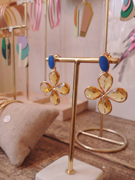 Boucles d'oreilles "trèfles cristal" jaunes