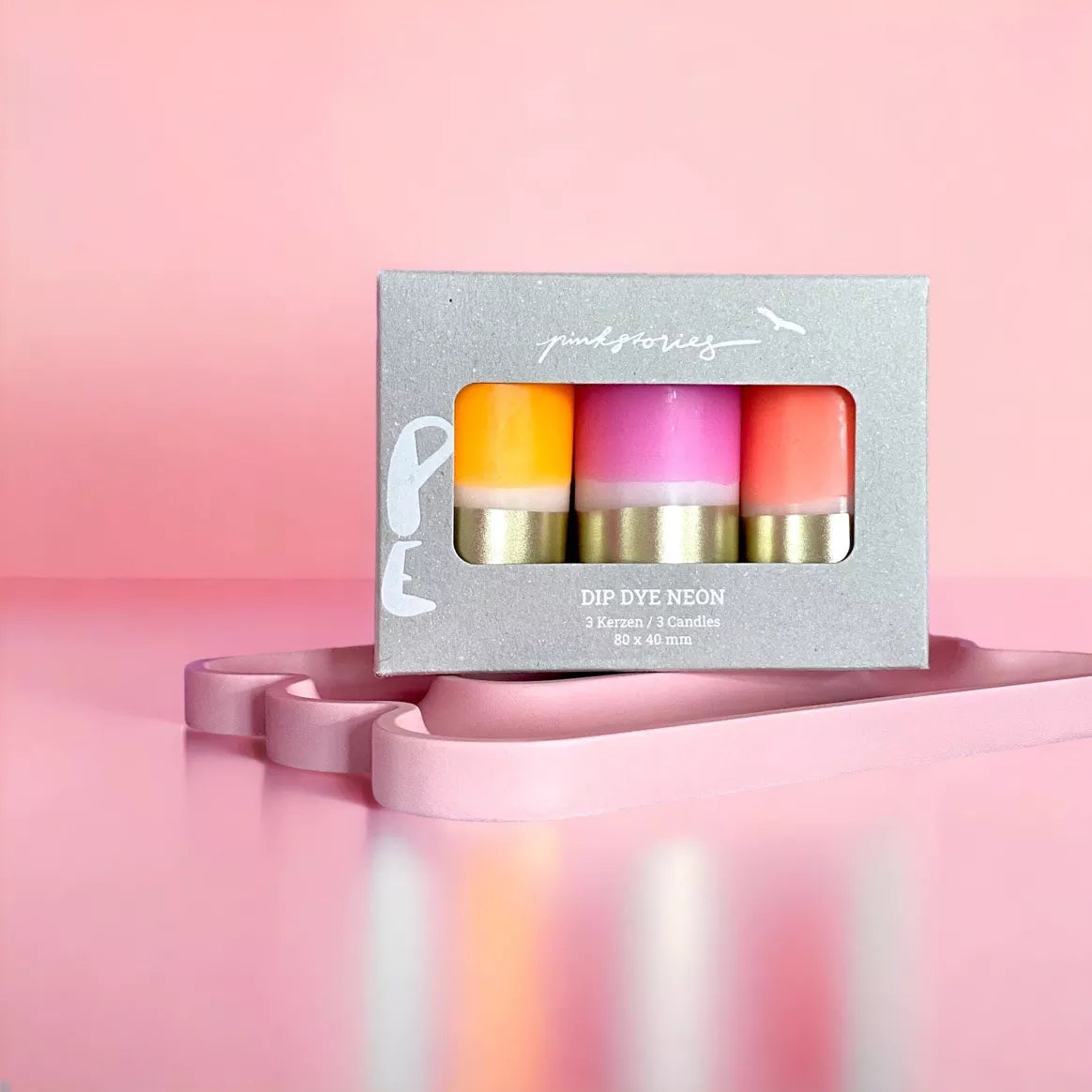Bougies petit modèle turquoise/rose fluo