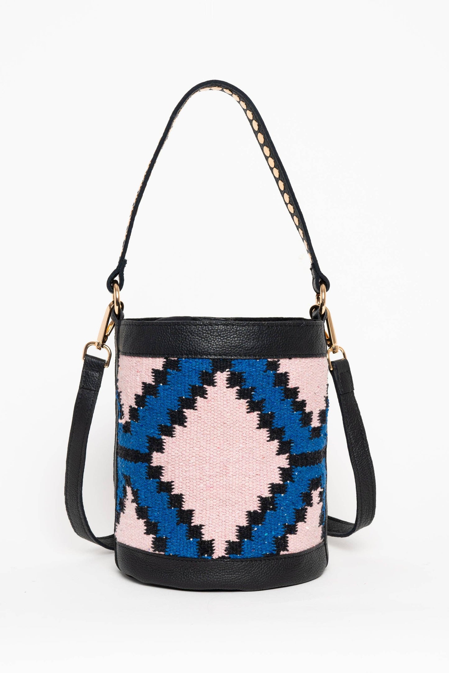 Sac seau kilim rose et bleu
