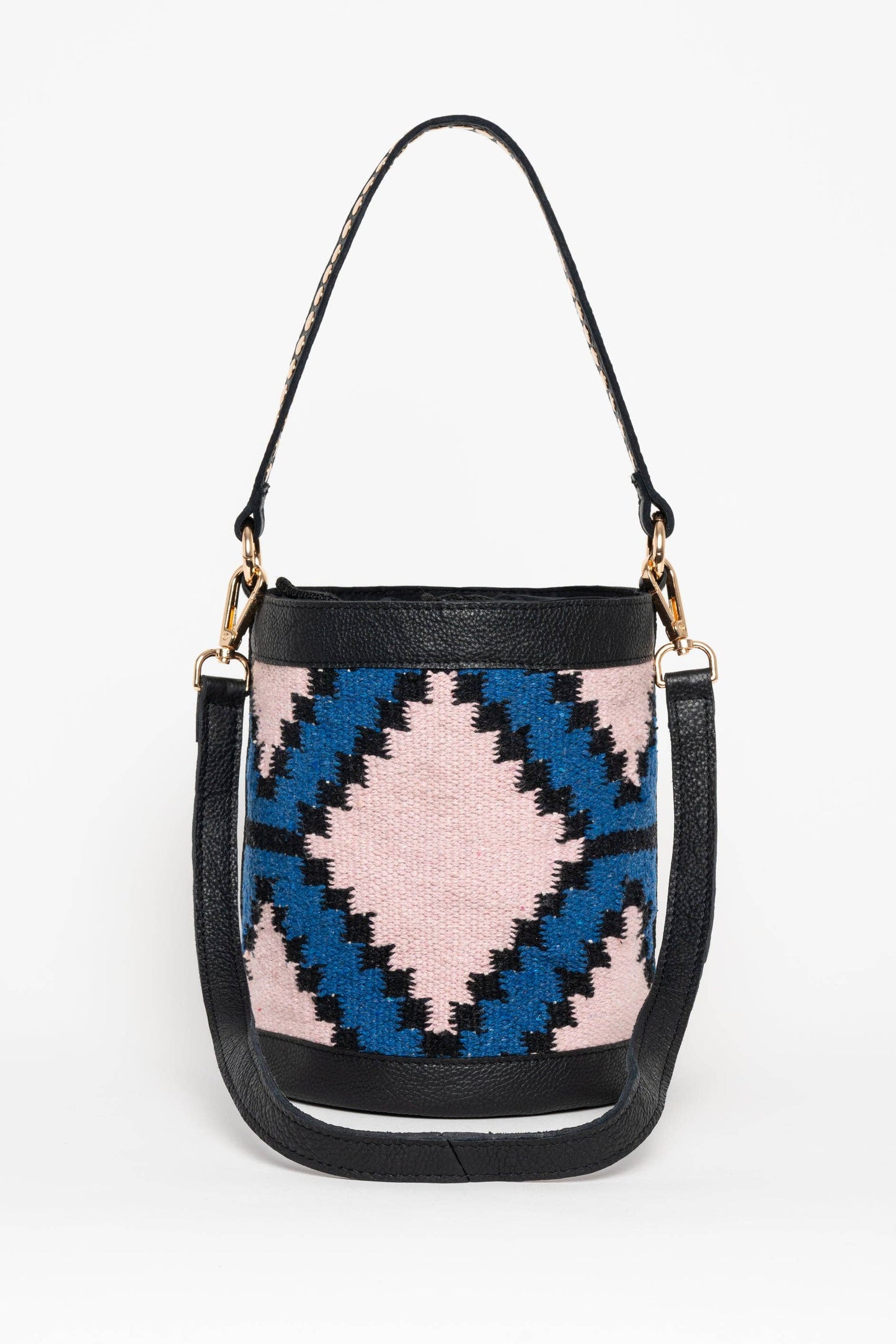 Sac seau kilim rose et bleu