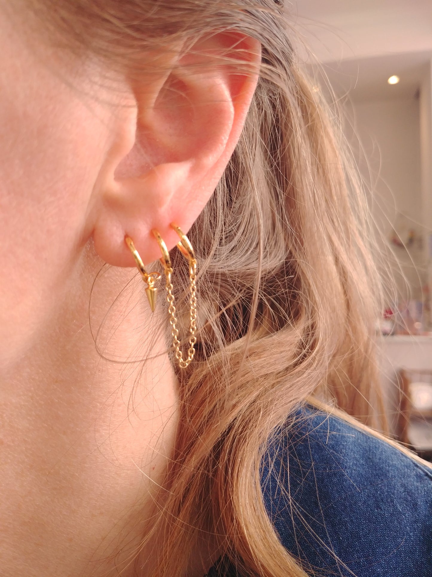 Boucles d'oreilles trompe l'oeil triple "brenda"