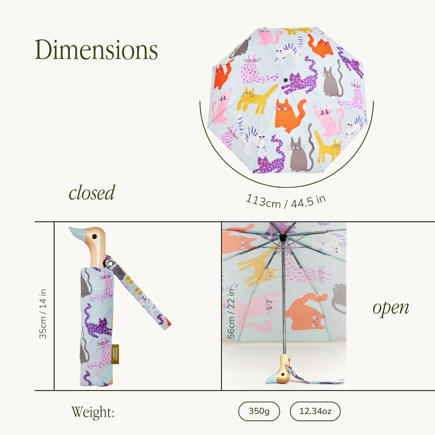 Parapluie "arty cats" bleu