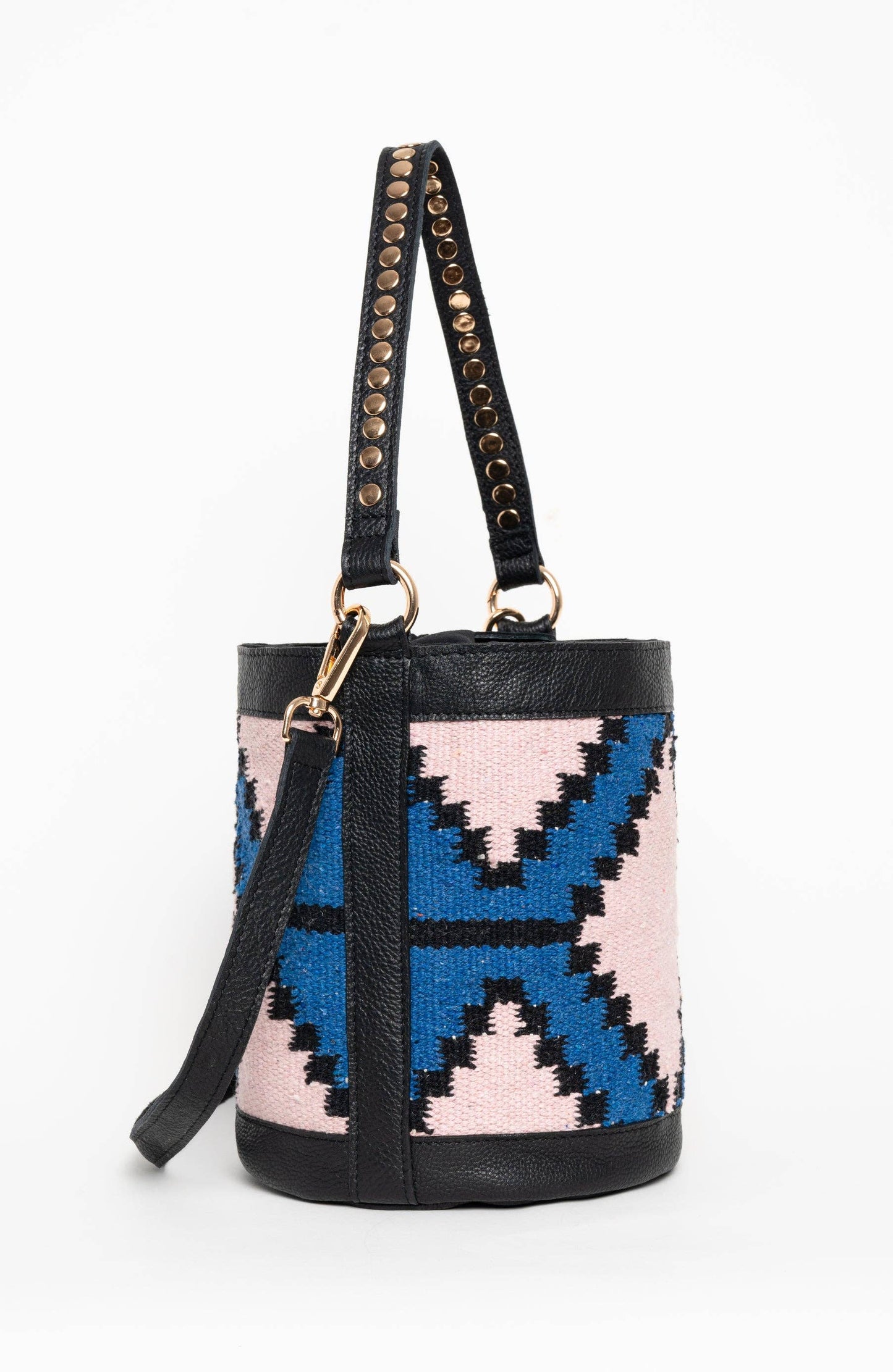 Sac seau kilim rose et bleu