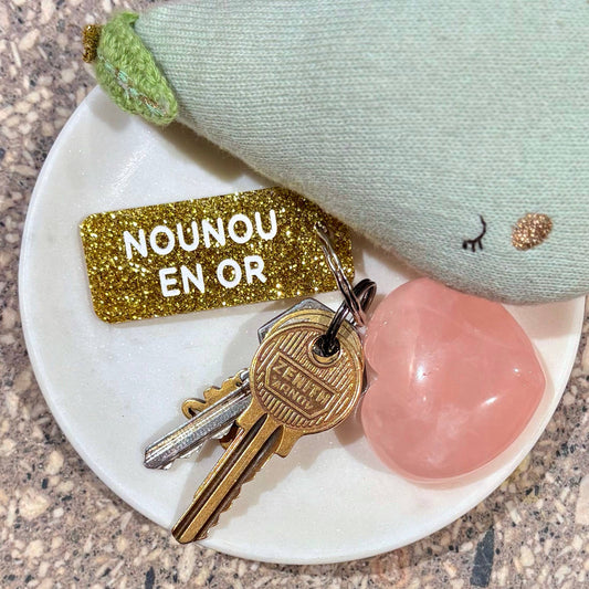 NOUNOU EN OR Porte-clés à paillettes Plus de Love