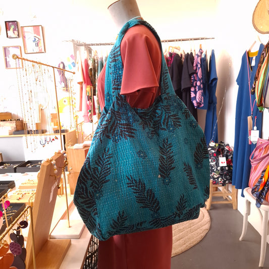 Sac kantha turquoise