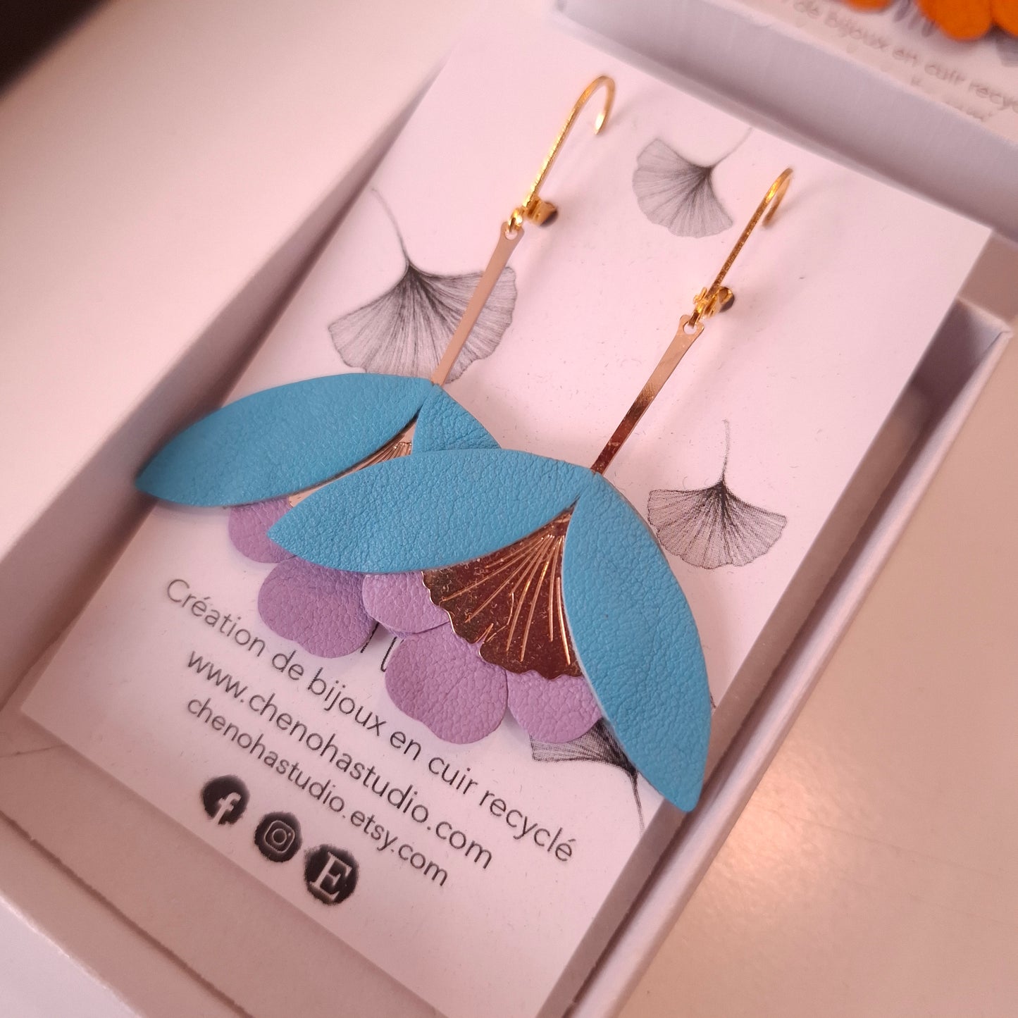 Boucles d'oreilles fleurs de Gingko