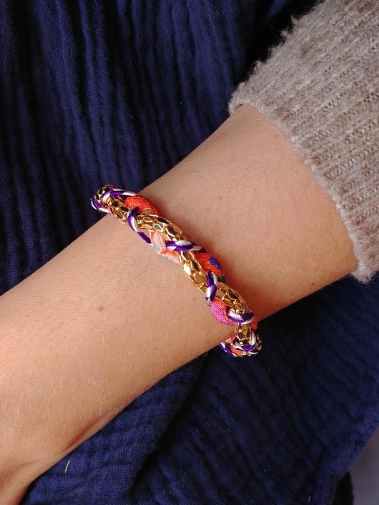 Bracelet tréssé Chirimen
