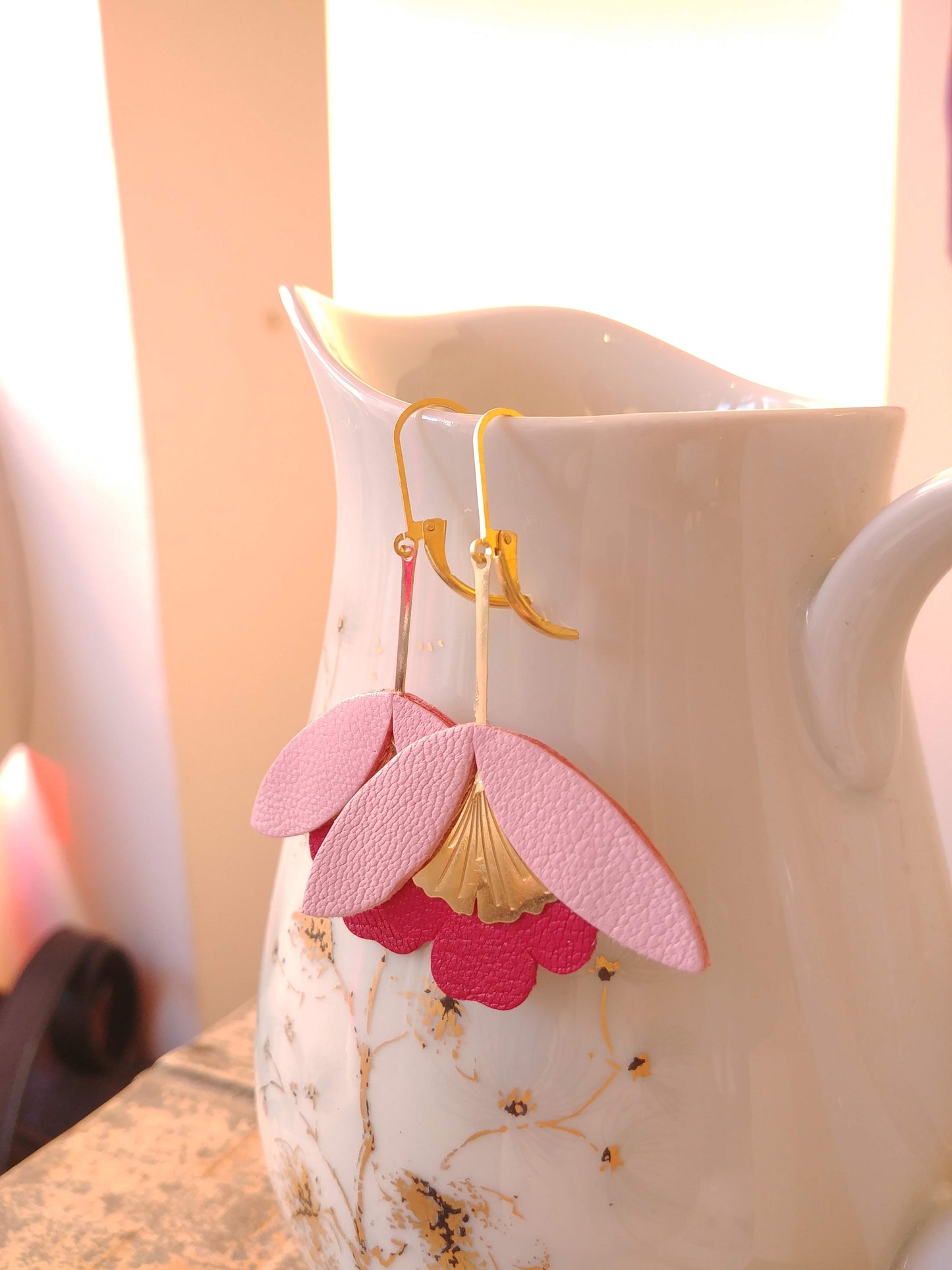 Boucles d'oreilles fleurs de Gingko