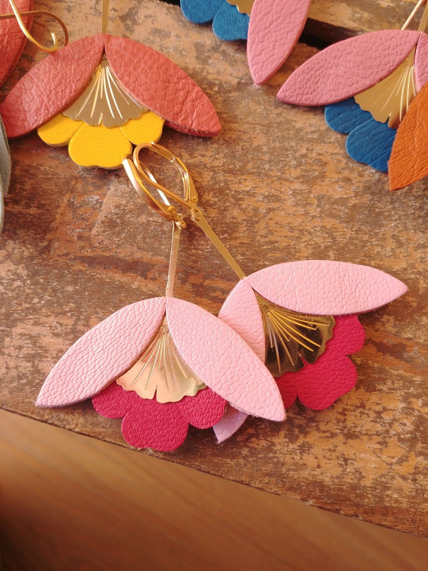 Boucles d'oreilles fleurs de Gingko