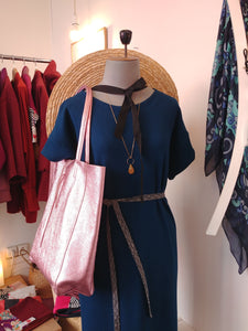 Cabas en cuir rose