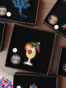 Broche brodée "cocktail"