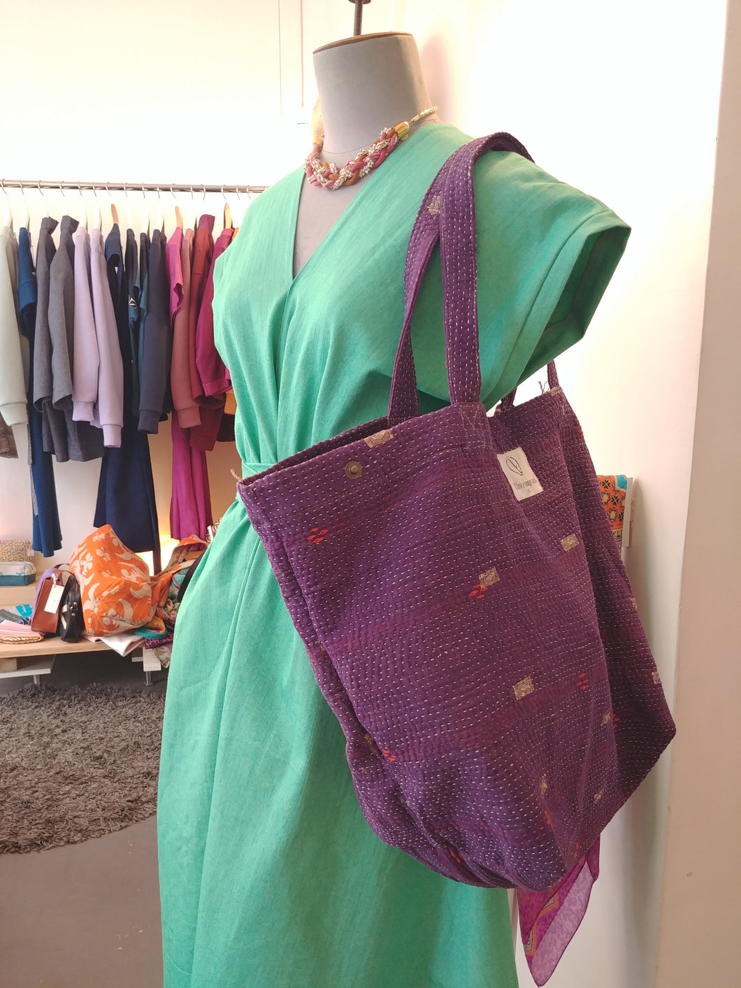 Sac kantha indien violet