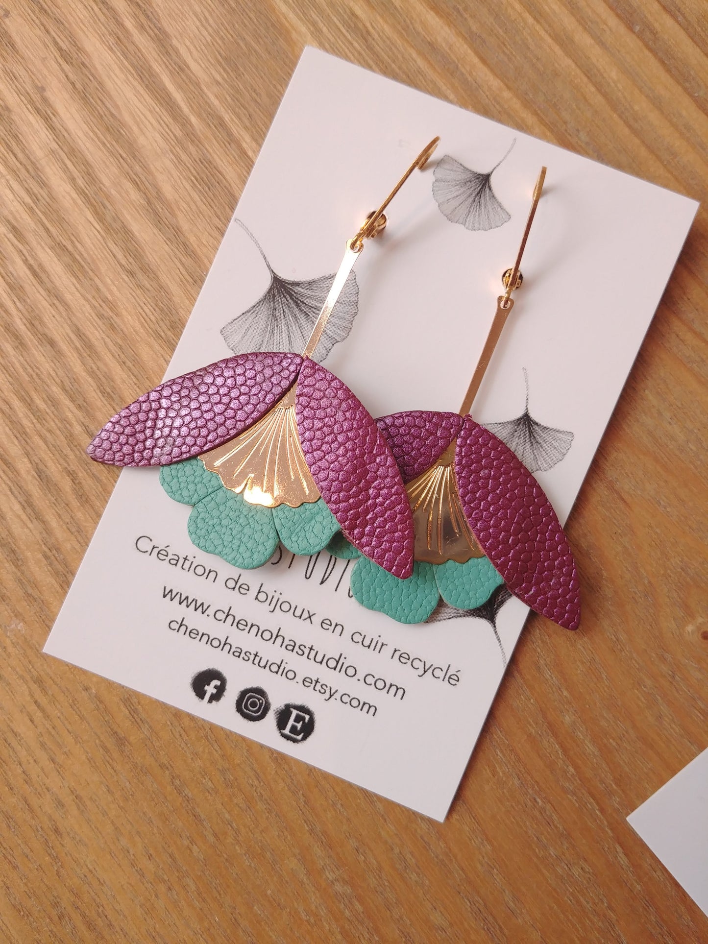 Boucles d'oreilles fleurs de Gingko
