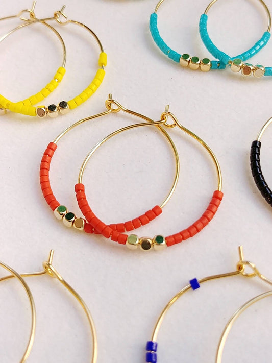 boucles d'oreilles perles miyki orange